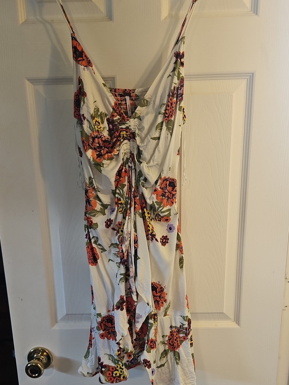 Free People Cream Dress with Orange and Olive Floral Print